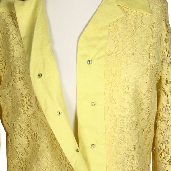 Vintage Yellow Lace Shirtwaist Mini Dress Lined Size ML B36 W 36 - Hey Viv - Picture 6 of 8